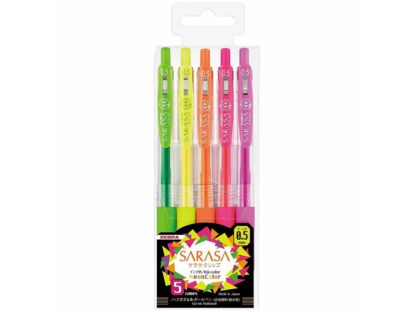 Neon gel pen 5 colors / Zebra set