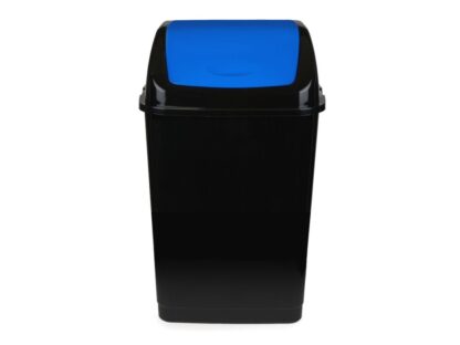 Fantasy plastic desk trash can, rectangular black with hinged lid 35 l